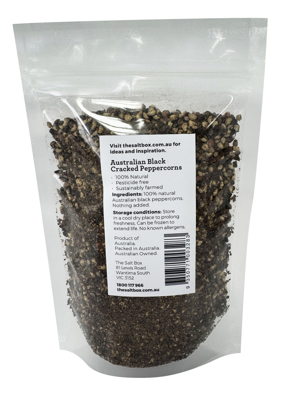 Australian Peppercorns - Black Cracked 100g Pouch back