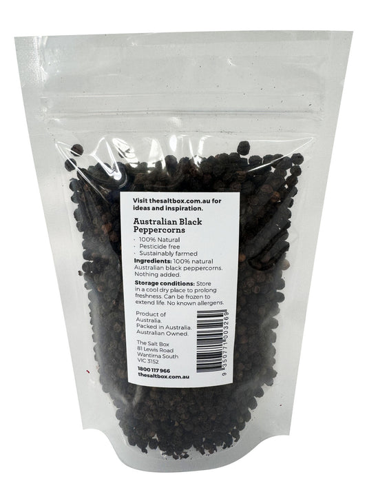 Australian Peppercorns - Black Whole 100g Pouch back