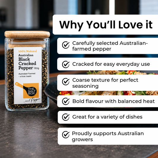 Australian Peppercorns - Black Cracked 130g Jar