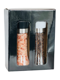 Himalayan Salt & Black Pepper Grinders (Twin Pack) in box