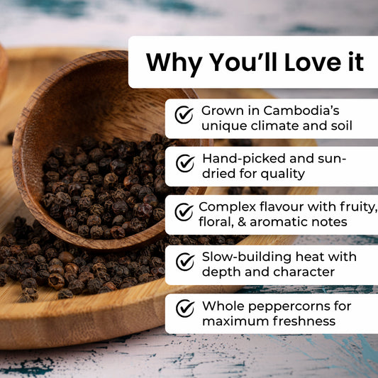Kampot Peppercorns - Black Whole 100g Pouch