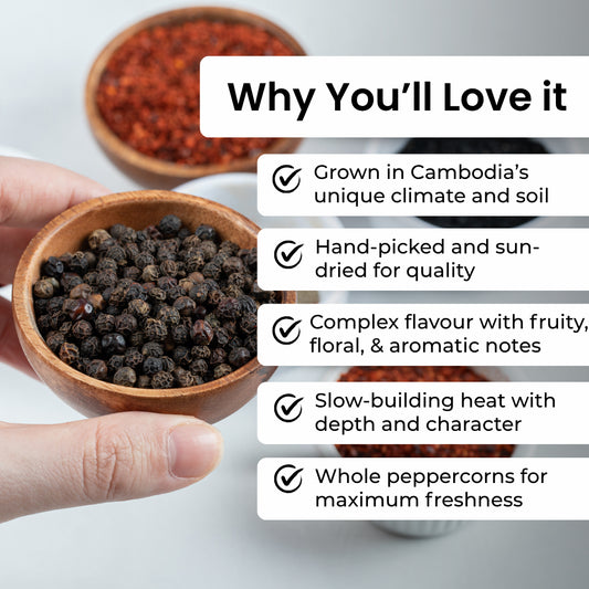 Kampot Peppercorns - Black Whole 150g Jar