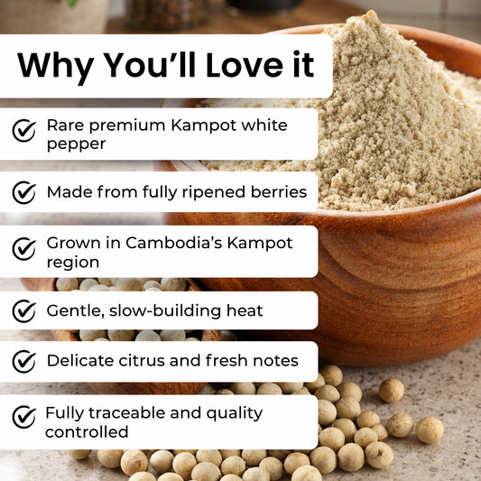 Kampot Peppercorns - White Whole 100g Pouch