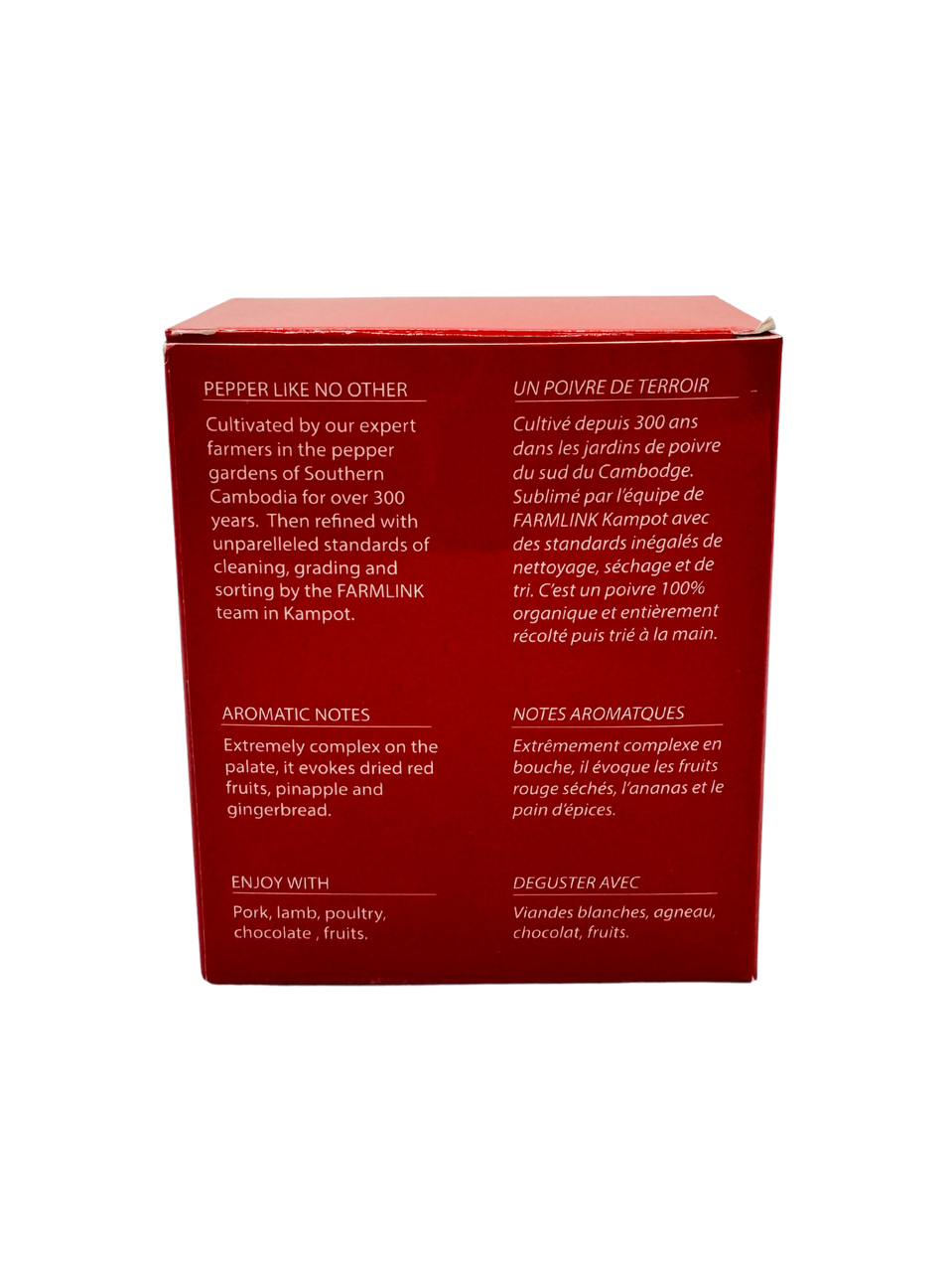 Kampot Peppercorns - Red Whole 80g Box back