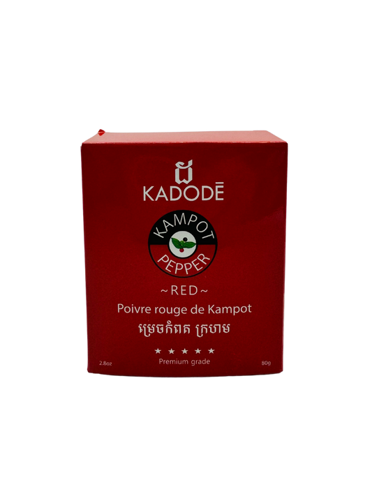 Kampot Peppercorns - Red Whole 80g Box front