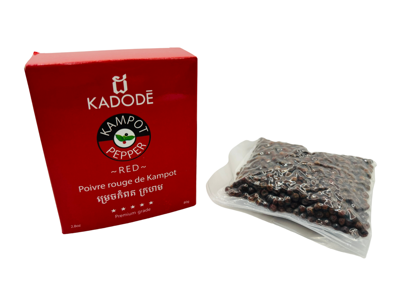 Kampot Peppercorns - Red Whole 80g Box packet